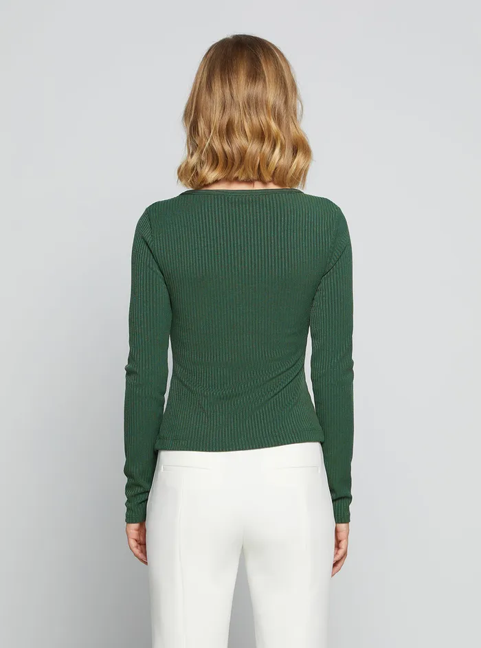 Women Tees and Tanks GUESS Eco Green Raylynn Rib Henley Top Women Tees and Tanks GUESS Eco Green Raylynn Rib Henley Top