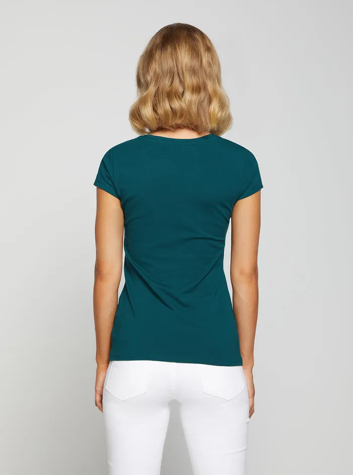 Women Tees and Tanks GUESS Eco Teal Rose Logo Tshirt Women Tees and Tanks GUESS Eco Teal Rose Logo Tshirt