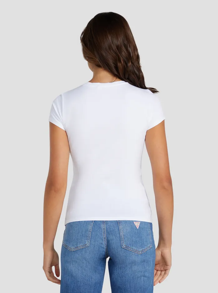Women Tees and Tanks GUESS Eco White Crystal Logo Tshirt