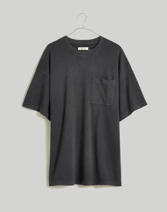 Women Tees Madewell GarmentDyed Oversized Pocket Tee Black Coal