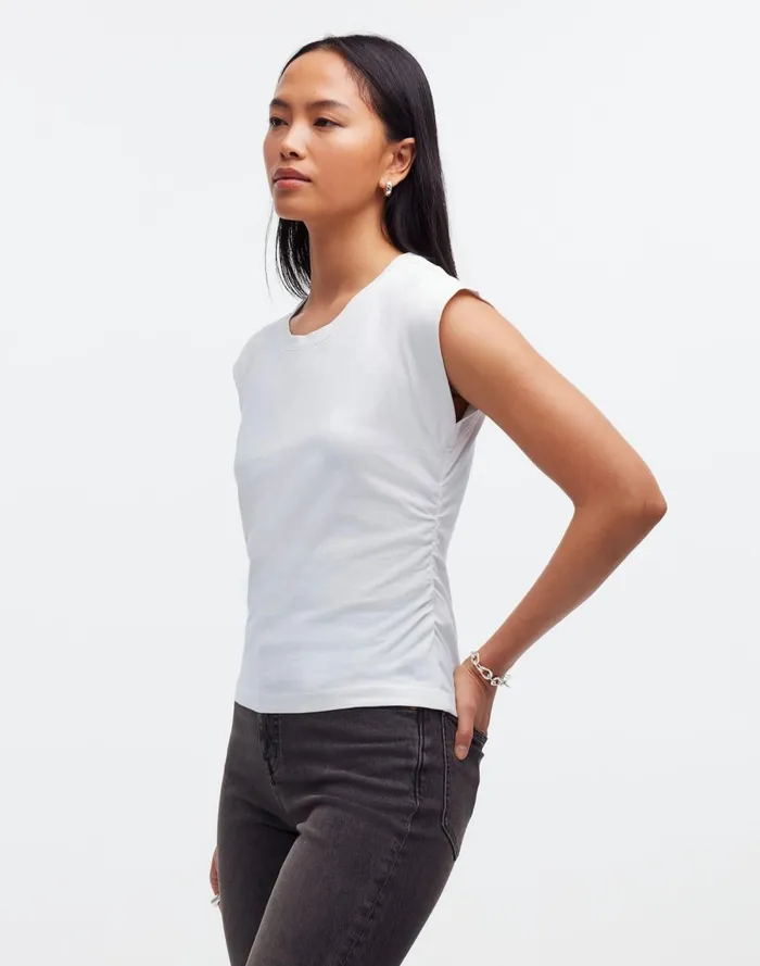 Women Tees Madewell SideCinch Muscle Tee Eyelet White