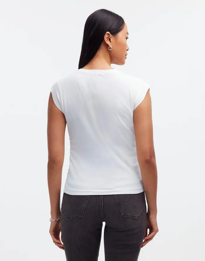 Women Tees Madewell SideCinch Muscle Tee Eyelet White