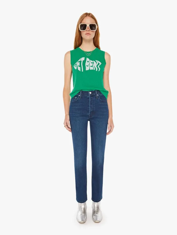 Women Tees Tanks Mother Denim The Strong And Silent Type Green