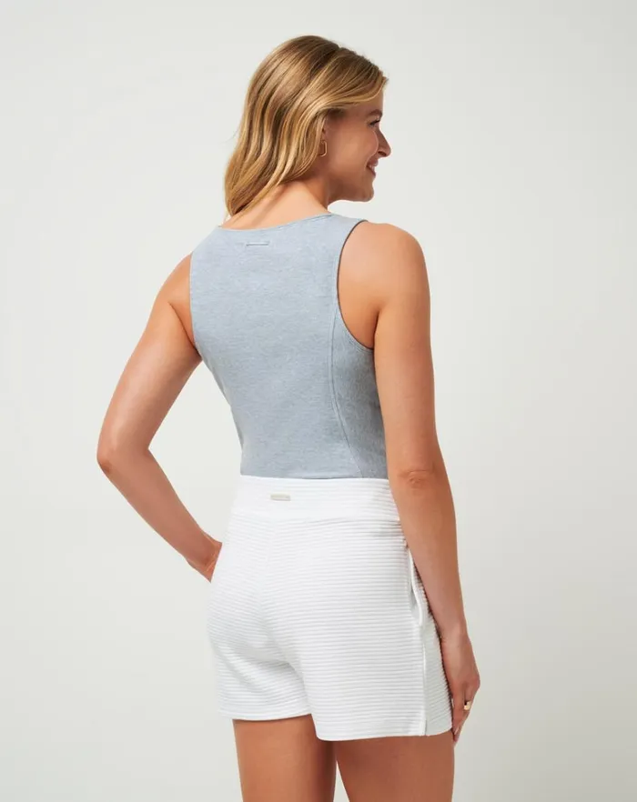 Women Tees TravisMathew CLOUD RIB HADLEY TANK Heather Tradewinds Women Tees TravisMathew CLOUD RIB HADLEY TANK Heather Tradewinds
