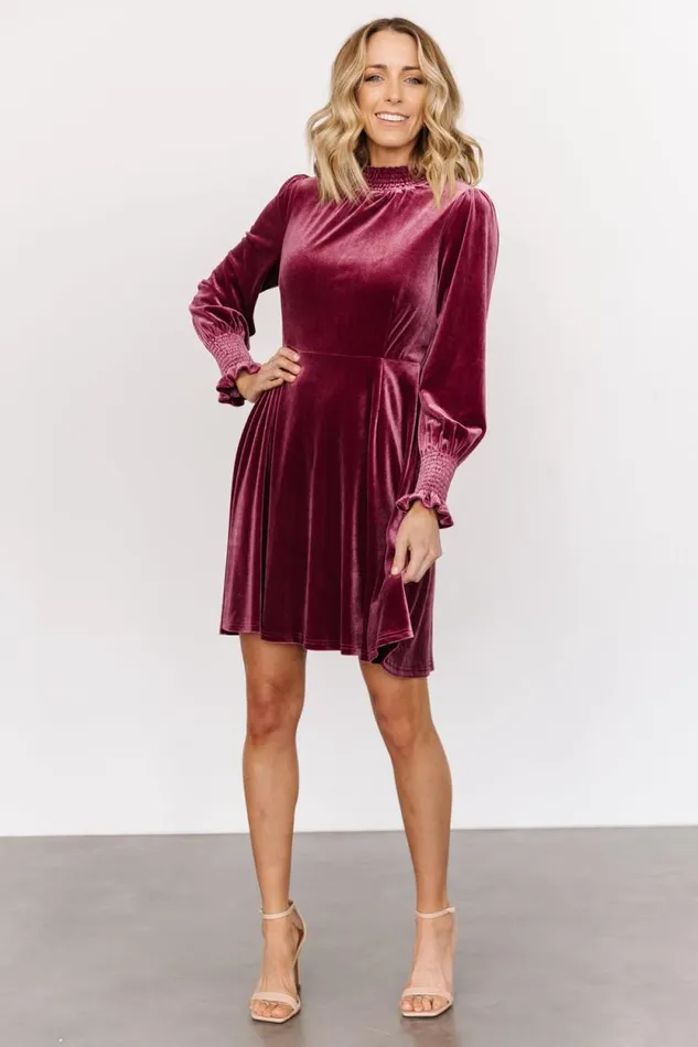 Women Tina Velvet Short Dress Mauve Baltic Born Short Dresses
