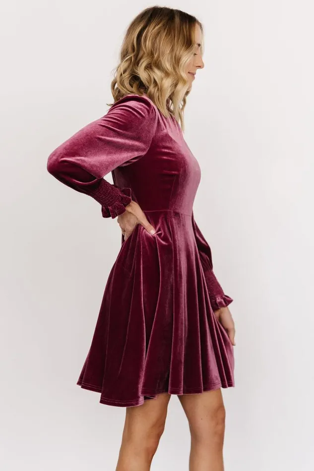 Women Tina Velvet Short Dress Mauve Baltic Born Short Dresses Women Tina Velvet Short Dress Mauve Baltic Born Short Dresses