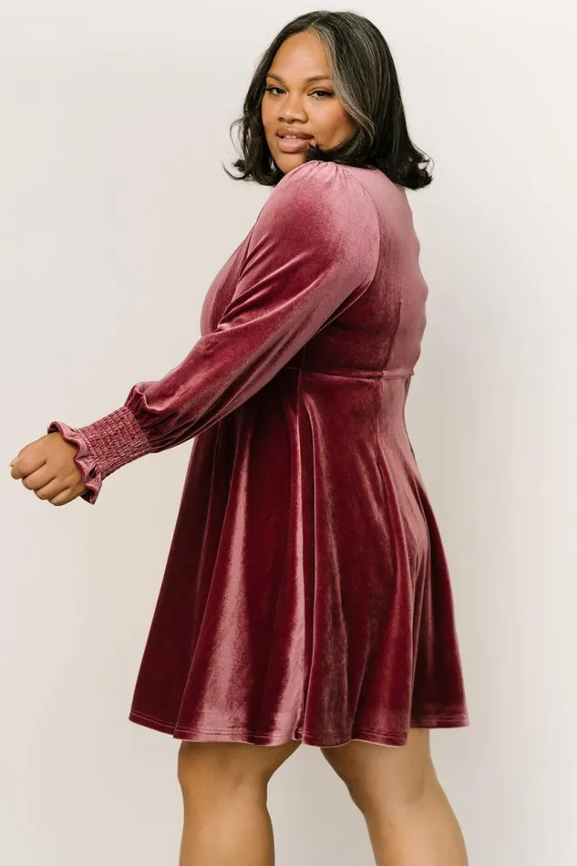 Women Tina Velvet Short Dress Mauve Baltic Born Short Dresses Women Tina Velvet Short Dress Mauve Baltic Born Short Dresses