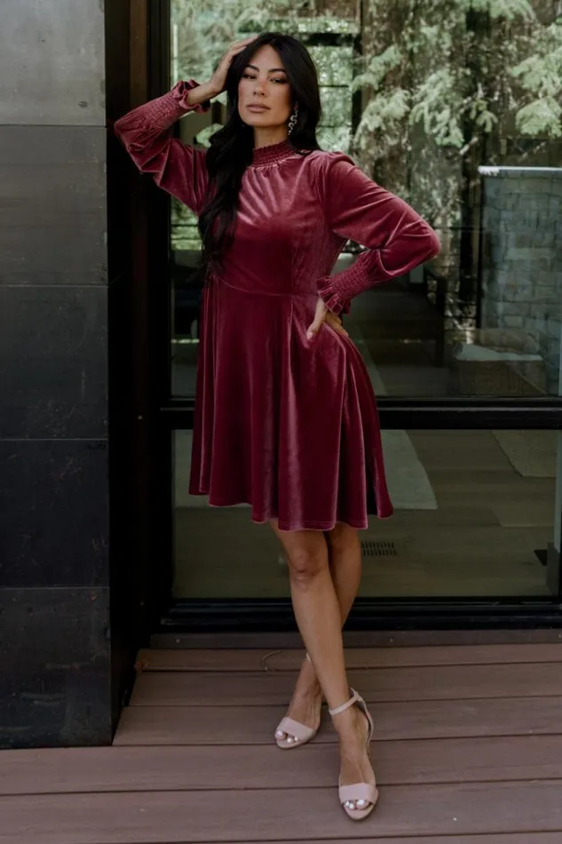 Women Tina Velvet Short Dress Mauve Baltic Born Short Dresses Women Tina Velvet Short Dress Mauve Baltic Born Short Dresses