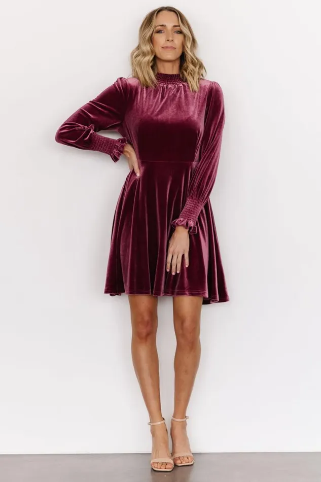 Women Tina Velvet Short Dress Mauve Baltic Born Short Dresses Women Tina Velvet Short Dress Mauve Baltic Born Short Dresses