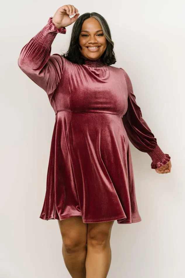 Women Tina Velvet Short Dress Mauve Baltic Born Short Dresses Women Tina Velvet Short Dress Mauve Baltic Born Short Dresses