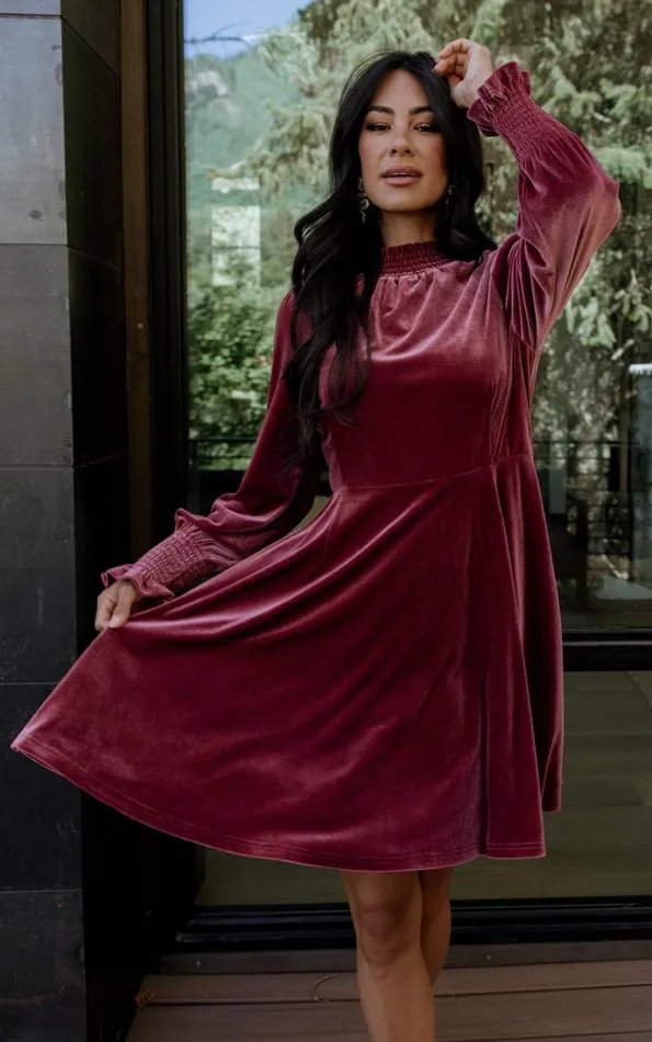 Women Tina Velvet Short Dress Mauve Baltic Born Short Dresses Women Tina Velvet Short Dress Mauve Baltic Born Short Dresses