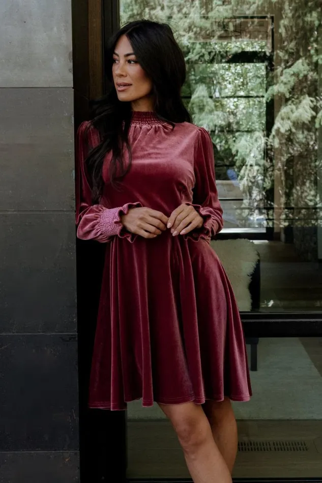 Women Tina Velvet Short Dress Mauve Baltic Born Short Dresses Women Tina Velvet Short Dress Mauve Baltic Born Short Dresses