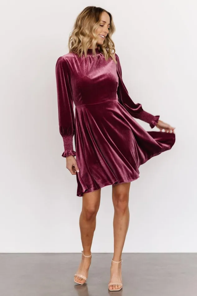 Women Tina Velvet Short Dress Mauve Baltic Born Short Dresses Women Tina Velvet Short Dress Mauve Baltic Born Short Dresses
