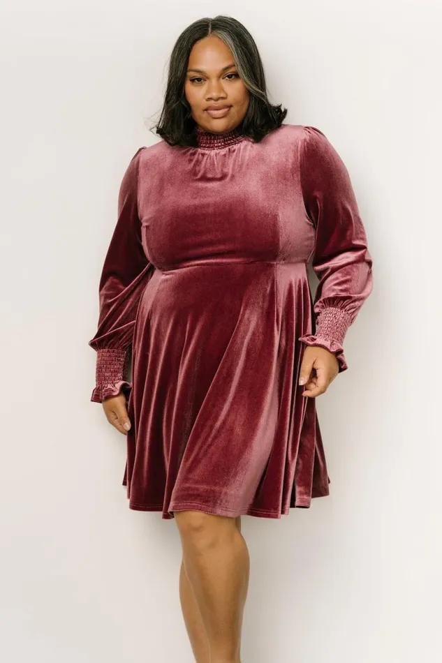 Women Tina Velvet Short Dress Mauve Baltic Born Short Dresses Women Tina Velvet Short Dress Mauve Baltic Born Short Dresses