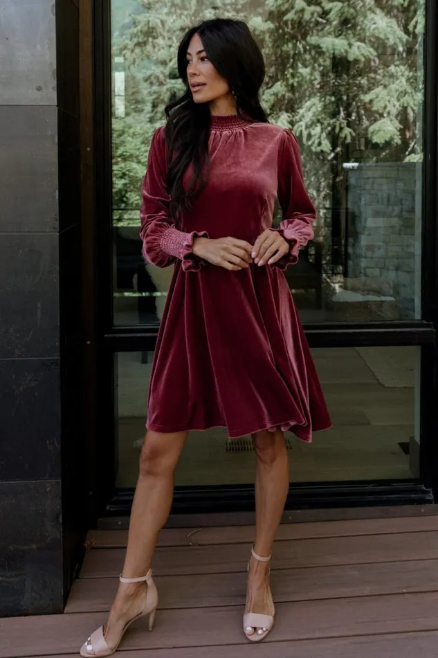 Women Tina Velvet Short Dress Mauve Baltic Born Short Dresses Women Tina Velvet Short Dress Mauve Baltic Born Short Dresses