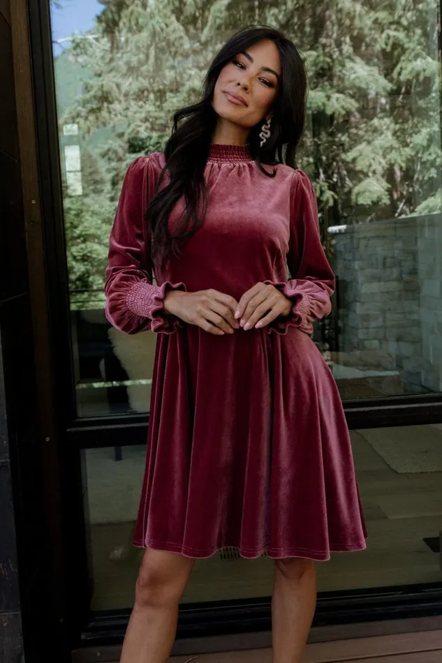 Women Tina Velvet Short Dress Mauve Baltic Born Short Dresses Women Tina Velvet Short Dress Mauve Baltic Born Short Dresses
