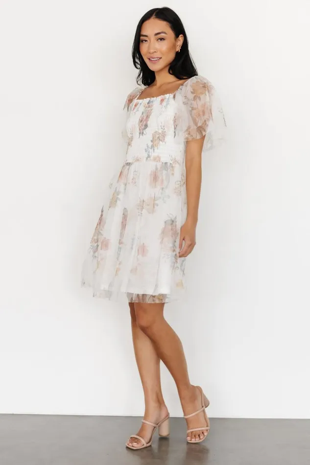 Women Tivoli Tulle Short Dress White Multi Baltic Born Tulle Styles