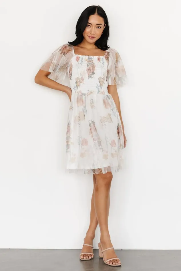 Women Tivoli Tulle Short Dress White Multi Baltic Born Tulle Styles
