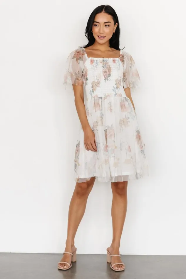 Women Tivoli Tulle Short Dress White Multi Baltic Born Tulle Styles