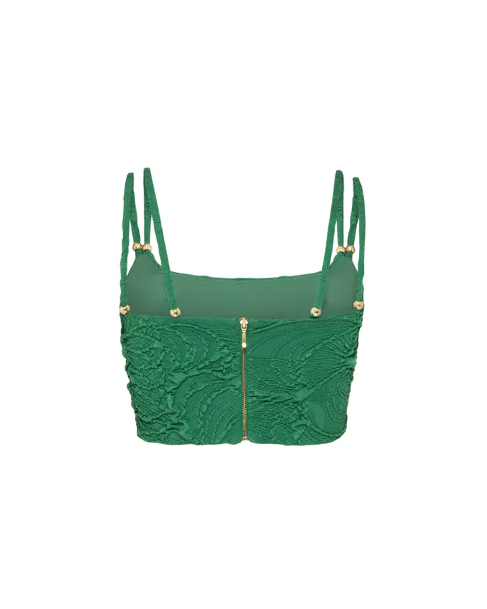 Women Tops and Bodysuits PatBO Jacquard Square Top FINAL SALE Emerald