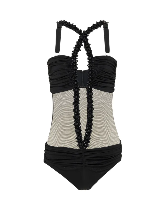 Women Tops and Bodysuits PatBO Moonlight CrossFront Bodysuit Black