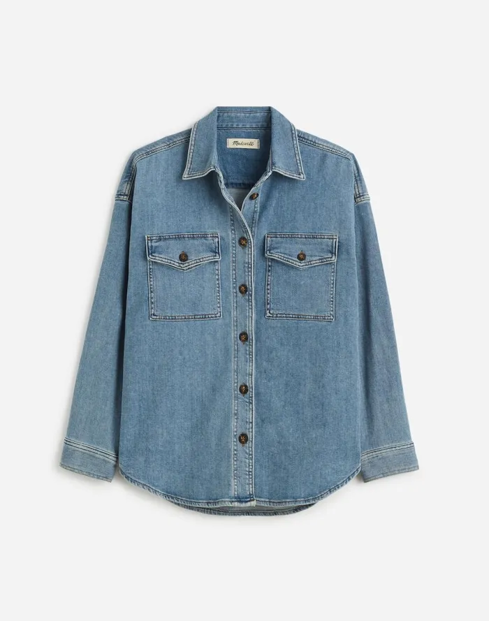 Women Tops and Shirts Madewell Denim LongSleeve ButtonUp Shirt Blissfield Wash