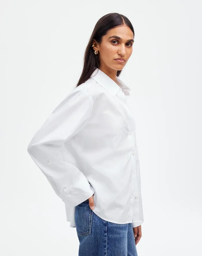 Women Tops and Shirts Madewell Easy YNeck ButtonUp Shirt Eyelet White