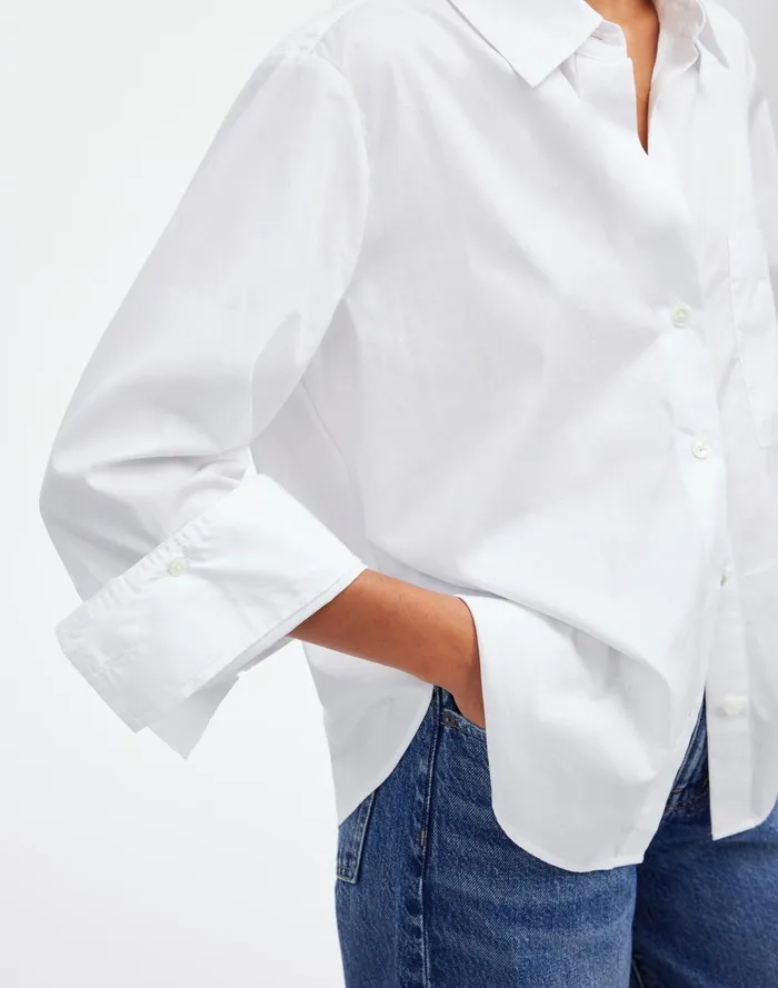 Women Tops and Shirts Madewell Easy YNeck ButtonUp Shirt Eyelet White