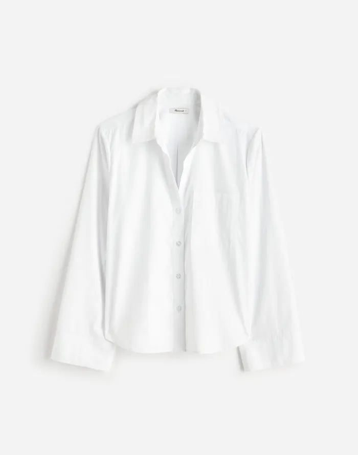 Women Tops and Shirts Madewell Easy YNeck ButtonUp Shirt Eyelet White