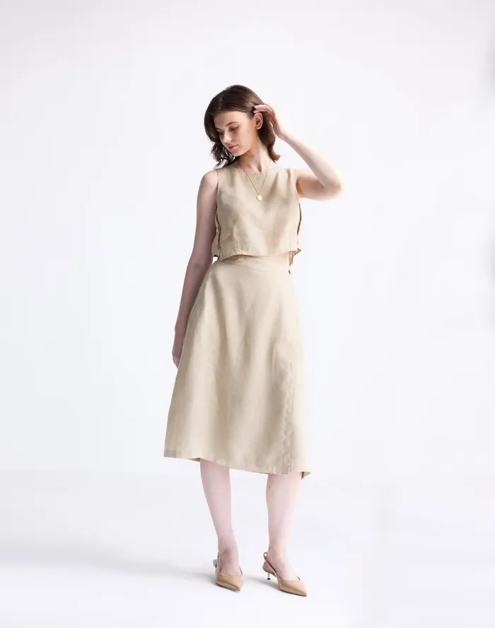 Women Tops and Shirts Madewell Reistor Boxy 100 Hemp Crop Top In Neutral Beige Beige