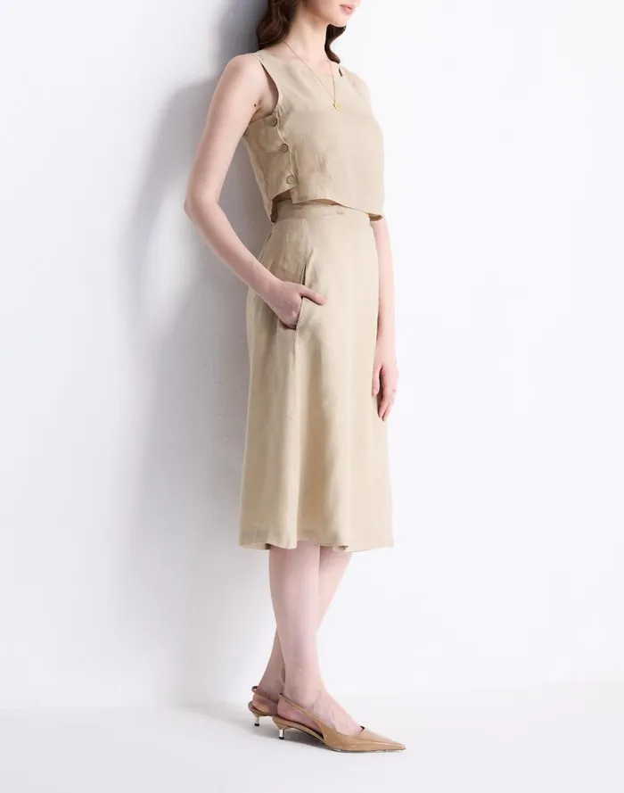 Women Tops and Shirts Madewell Reistor Boxy 100 Hemp Crop Top In Neutral Beige Beige