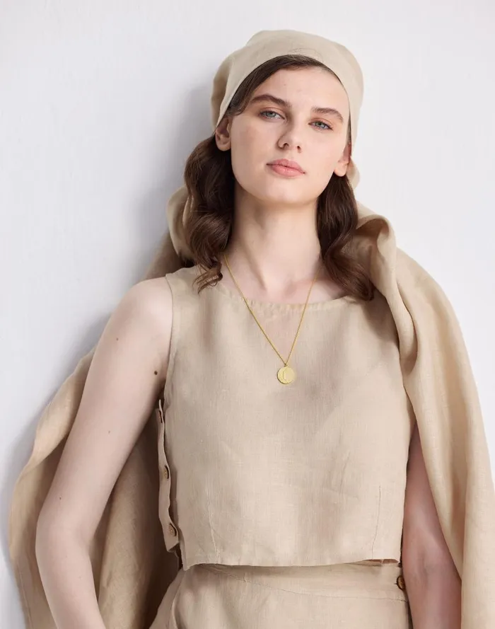 Women Tops and Shirts Madewell Reistor Boxy 100 Hemp Crop Top In Neutral Beige Beige