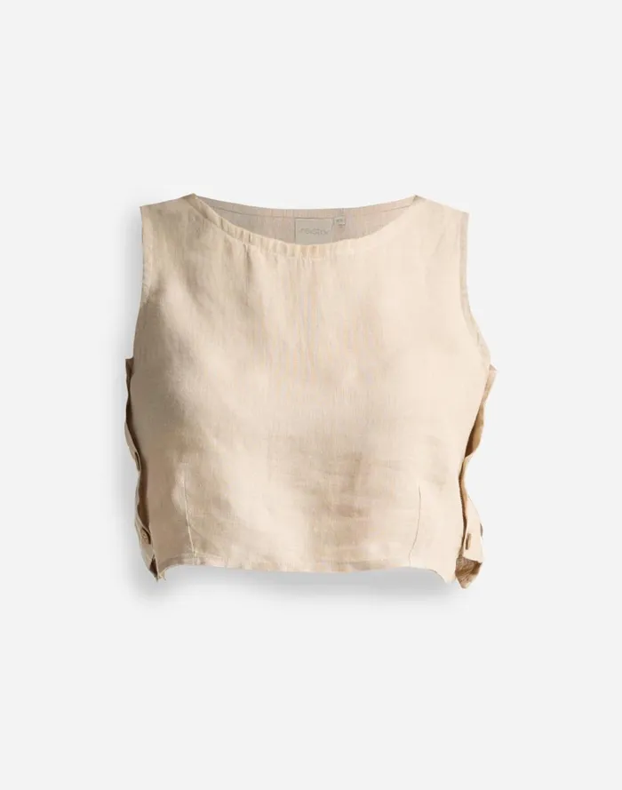 Women Tops and Shirts Madewell Reistor Boxy 100 Hemp Crop Top In Neutral Beige Beige