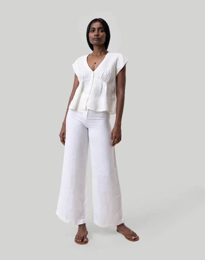 Women Tops and Shirts Madewell Reistor Deep VNeck Top Ivory White