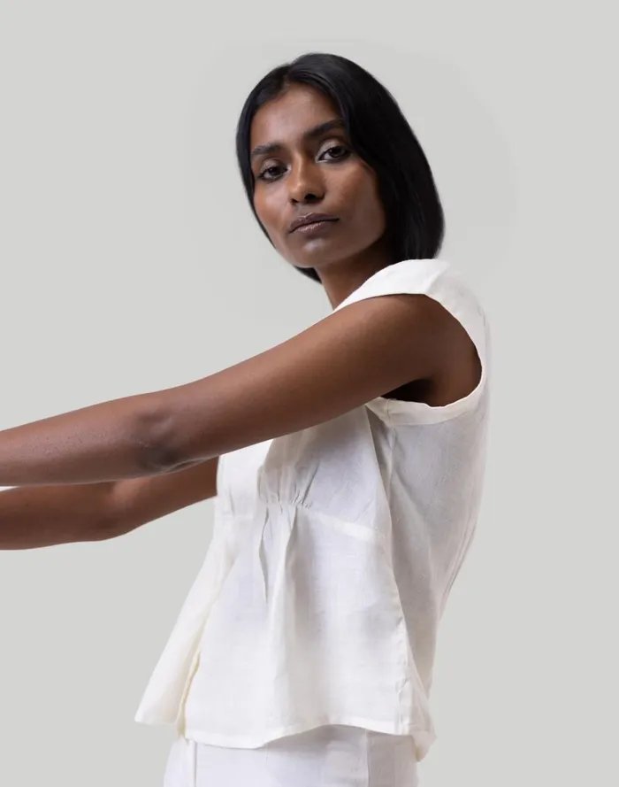 Women Tops and Shirts Madewell Reistor Deep VNeck Top Ivory White