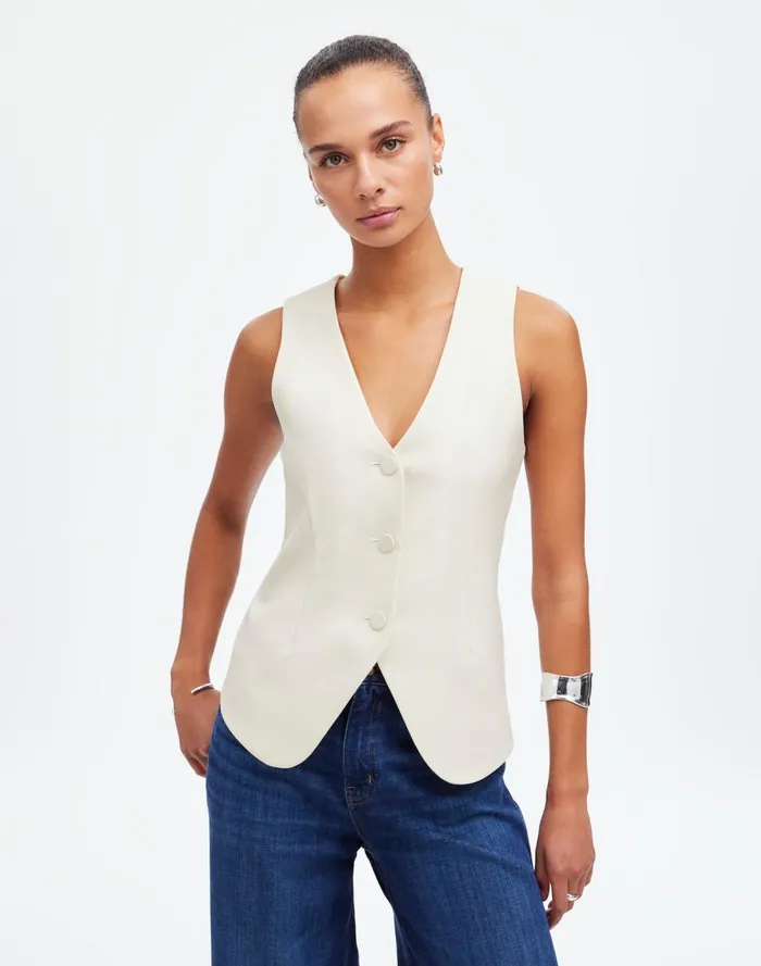 Women Tops and Shirts Madewell VNeck Vest In Wool Blend Winter White