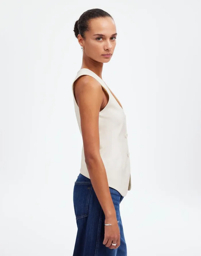 Women Tops and Shirts Madewell VNeck Vest In Wool Blend Winter White