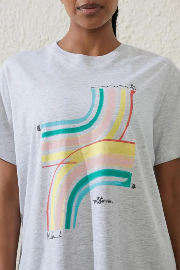 Women Tops Cotton On Active License Graphic Tshirt Grey Marleamber Vittoria
