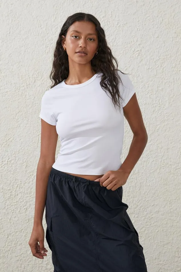 Women Tops Cotton On Active Rib Gym Tshirt White