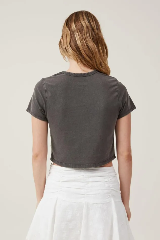 Women Tops Cotton On Crop Fit Graphic Tee Head In The Cloudsgraphite