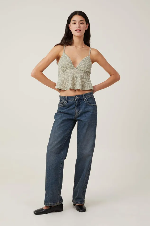 Women Tops Cotton On Luna Babydoll Cami Desert Sage