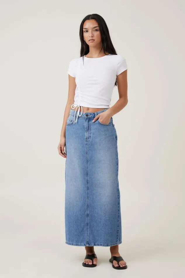 Women Tops Cotton On Marli Rouched Front Short Sleeve Top Off White