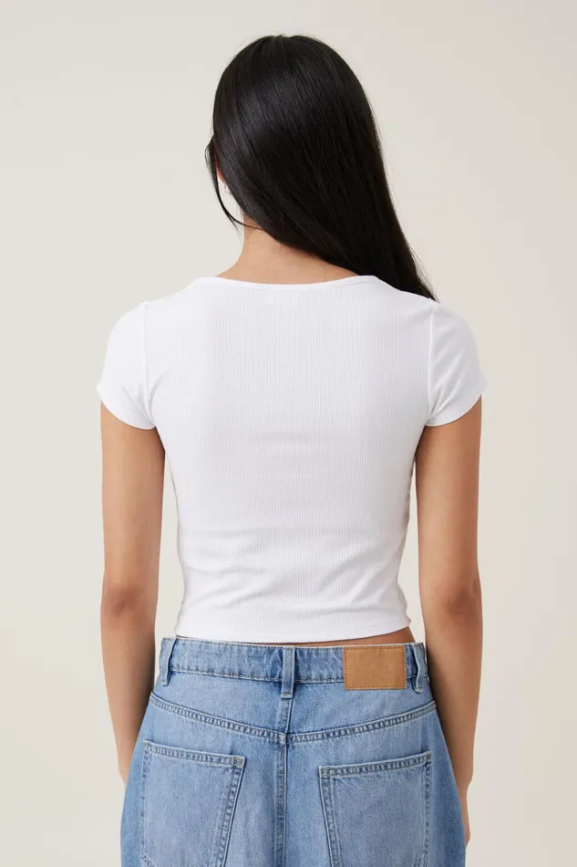 Women Tops Cotton On Marli Rouched Front Short Sleeve Top Off White