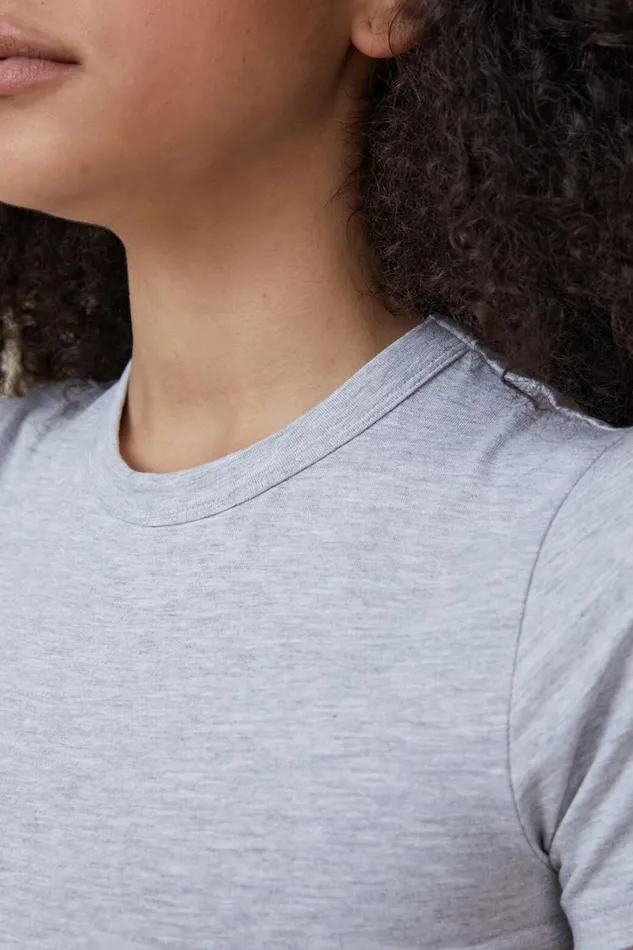 Women Tops Cotton On Micro Crop Tee Grey Marle