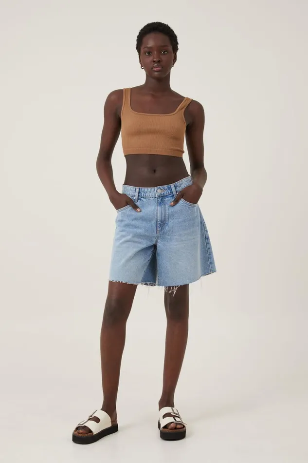 Women Tops Cotton On Seamless Abbie Micro Crop Tank Pinecone