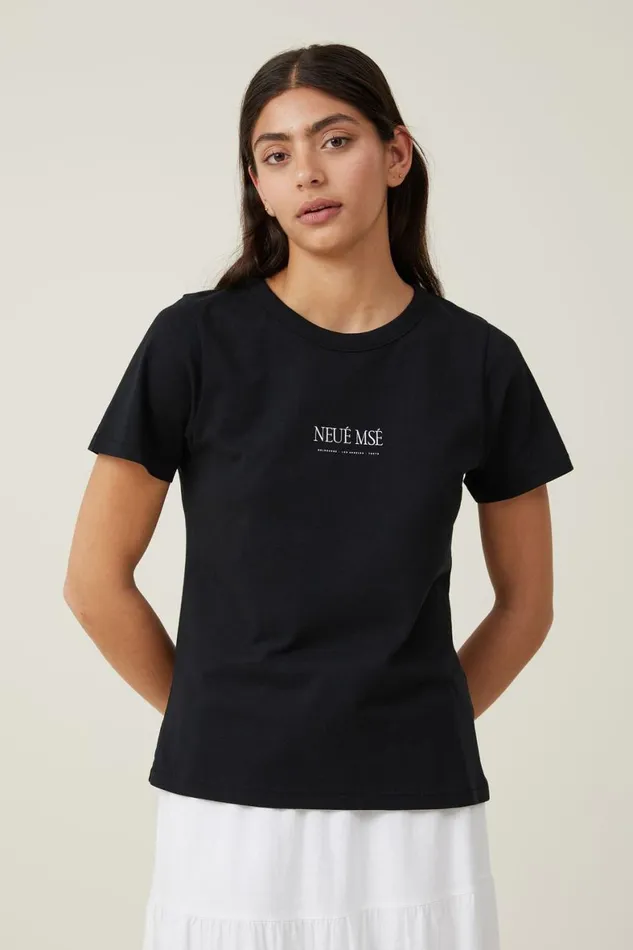 Women Tops Cotton On The 91 Classic Graphic Organic Tee Neue Mseblack