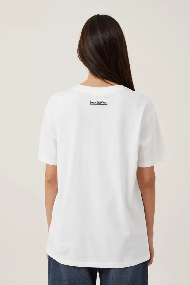 Women Tops Cotton On The Oversized Graphic License Tee Lcn Br Black Pink Shut Downvintage White