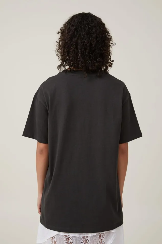 Women Tops Cotton On The Oversized Graphic License Tee Lcn Mt Johnny Cash Washed Black