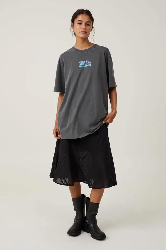 Women Tops Cotton On The Oversized Nirvana Tee Lcn Mt Nirvana Nevermind Slate
