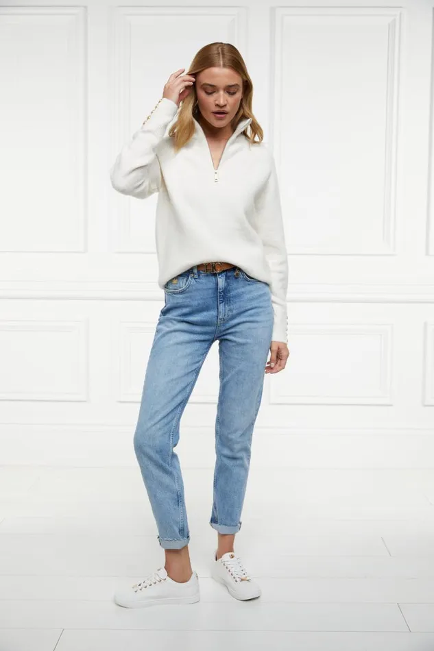 Women Tori Quarter Zip Knit Natural Holland Cooper Knitwear